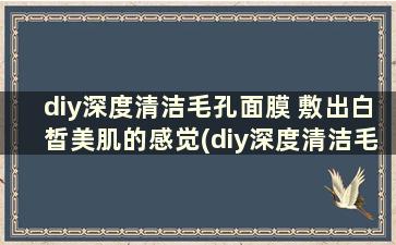 diy深度清洁毛孔面膜 敷出白皙美肌的感觉(diy深度清洁毛孔面膜 敷出白皙美肌怎么办)